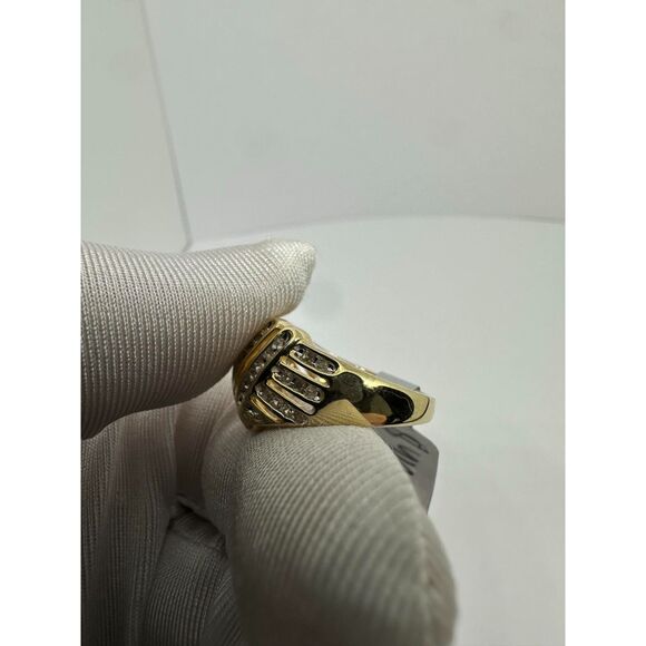 Stunning 1/2 CT Natural Diamond Rails, 14Ktp Gold Ring - Picture 5 of 6